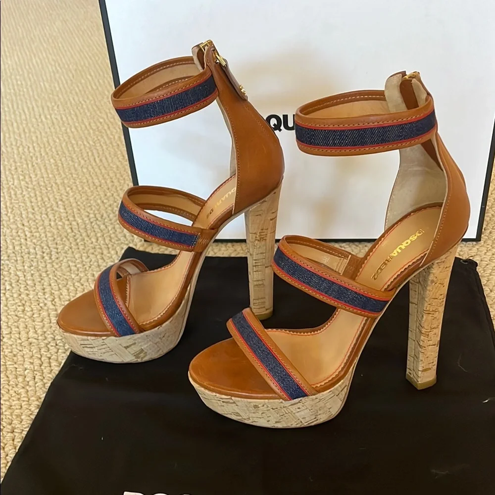 DSQUARED2 Women's Brown and Blue Sandals - Picture 2 of 5